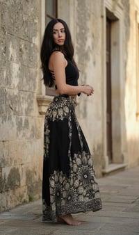 Image 1 of Convertible Wrap Pants 2-in-1 Paisley Wide Leg Overalls - 308