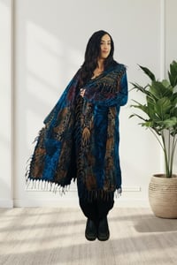 Image 6 of Hooded Festival Paisley Wizard Fringe Cloak - Blue Multi