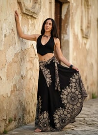 Image 2 of Convertible Wrap Pants 2-in-1 Paisley Wide Leg Overalls - 308