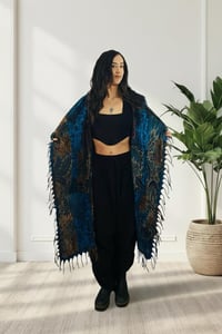 Image 7 of Hooded Festival Paisley Wizard Fringe Cloak - Blue Multi
