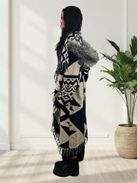 Image 8 of Hooded Fringe Coat, Aztek Blanket Cloak, Geometric Shambhala Festival Wear