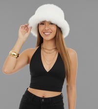 Image 8 of Faux Fur Bucket Hat - Winter Style White - 151