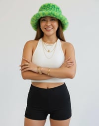 Image 8 of Faux Fur Bucket Hat - Pineapple Pattern - Green - 154