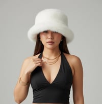 Image 9 of Faux Fur Bucket Hat - Winter Style White - 151