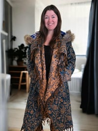 Image 8 of We are trying something new! First, this is our Teal Paisley Hooded Fringe Coat Pls Read On