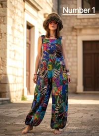 Image 1 of Handmade Thai Patchwork Overalls – Unisex Cotton Festival Jumpsuit