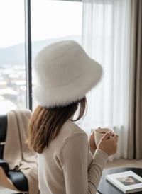 Image 10 of Faux Fur Bucket Hat - Winter Style White - 151