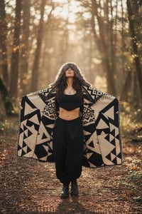 Image 10 of Hooded Fringe Coat, Aztek Blanket Cloak, Geometric Shambhala Festival Wear