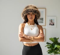 Image 1 of Faux Fur Bucket Hat - Golden Brown - 156