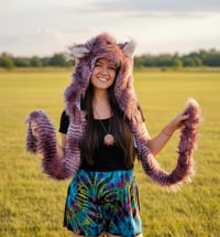 Image 2 of Faux Fur Lavender Feather Bolli Bear Hood - 122
