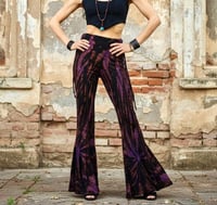 Image 2 of Tie Dye High Cinch Waist Flare Pants - Purple Black - 37
