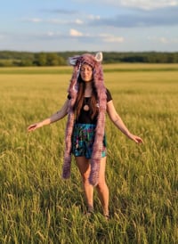 Image 3 of Faux Fur Lavender Feather Bolli Bear Hood - 122