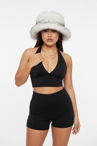 Image 10 of Faux Fur Bucket Hat - White Black Tips - 152