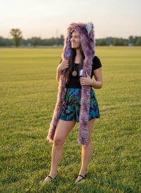 Image 4 of Faux Fur Lavender Feather Bolli Bear Hood - 122