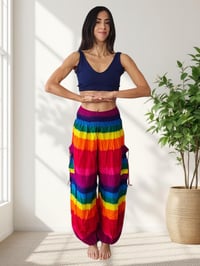 Image 5 of Rainbow Stripes Festival Harem Pants with Pockets - 517