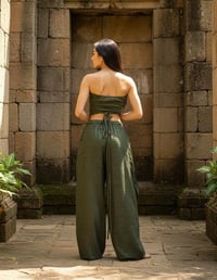 Image 5 of Classic Green Cotton Harem Pants with Om Print – Unisex Boho Yoga Beach Pants