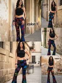 Image 2 of Thai Colorful Patchwork Wide Leg Cotton Pants - 470