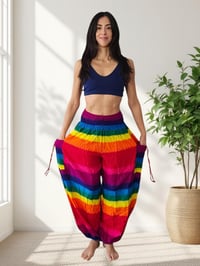 Image 6 of Rainbow Stripes Festival Harem Pants with Pockets - 517