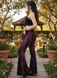Image 1 of Tie Dye High Cinch Waist Flare Pants - Purple Black - 37
