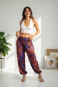 Image 6 of Purple Paisley Winter Harem Pants - 452