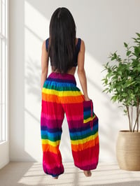 Image 7 of Rainbow Stripes Festival Harem Pants with Pockets - 517