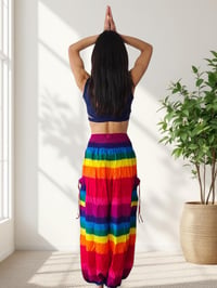 Image 8 of Rainbow Stripes Festival Harem Pants with Pockets - 517