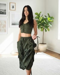 Image 8 of Classic Green Cotton Harem Pants with Om Print – Unisex Boho Yoga Beach Pants