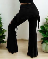 Image 9 of Festival Fairy Pants – Rayon Flare Yoga Pants, Stretchy Disco Wear- Black - 38