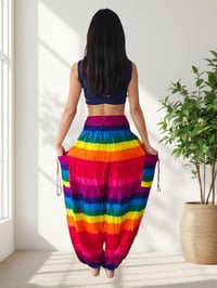 Image 9 of Rainbow Stripes Festival Harem Pants with Pockets - 517