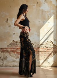 Image 2 of Tie Dye Bell Bottom Pants – High Waist Split Hem Flare - Green Rust - 29