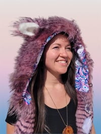 Image 10 of Faux Fur Lavender Feather Bolli Bear Hood - 122