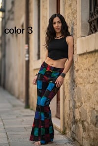Image 8 of Thai Colorful Patchwork Wide Leg Cotton Pants - 470