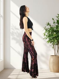 Image 11 of Tie Dye High Cinch Waist Flare Pants - Purple Black - 37