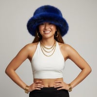 Image 2 of Blue Tipped Faux Fur Bucket Hat - 157