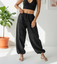 Image 1 of Black Balloon Pants with Drawstring - 401