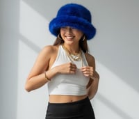 Image 3 of Blue Tipped Faux Fur Bucket Hat - 157