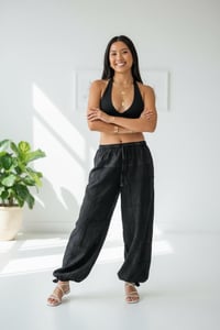 Image 2 of Black Balloon Pants with Drawstring - 401