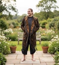 Image 2 of Hooded Fringe Festival Coat: Black & Gold Paisley, Jumbo Hood