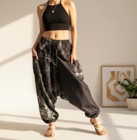 Image 1 of Black Thai Cotton Festival Pants - Abstract Pattern - 408