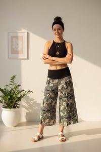 Image 3 of Thai Wide Leg Black Waves Pants - 475