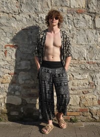 Image 4 of Thai Boho Wide Leg Tribal Print Cotton Palazzo Unisex Pants - 459