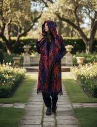 Image 8 of Hooded Festival Paisley Wizard Fringe Cloak - Pink/Purple/Blue