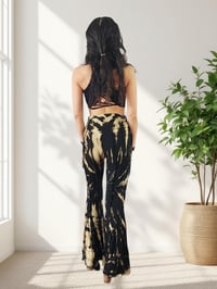 Image 7 of Tie Dye High Cinch Waist Flare Pants - Black Creme - 32