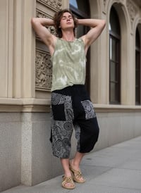 Image 4 of Handmade Thai Cotton Tribal Patchwork Black White Pants - 427