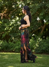 Image 6 of Tie Dye Bell Bottom Pants – High Waist Split Hem Flare - Pink Rainbow - 27