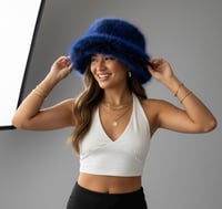 Image 5 of Blue Tipped Faux Fur Bucket Hat - 157