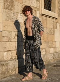 Image 1 of Thai Boho Wide Leg Tribal Print Cotton Palazzo Unisex Pants - 459