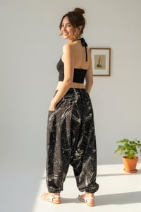 Image 4 of Black Thai Cotton Festival Pants - Abstract Pattern - 408