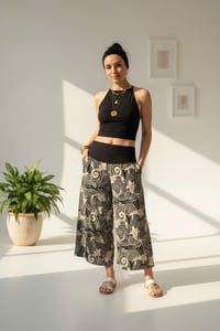 Image 6 of Thai Wide Leg Black Waves Pants - 475