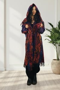 Image 11 of Hooded Festival Paisley Wizard Fringe Cloak - Pink/Purple/Blue